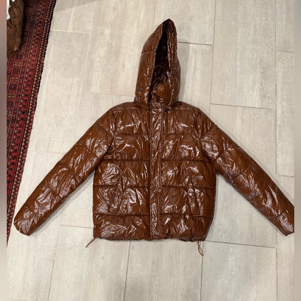 Brown Puffer Jacket with Removable Hood